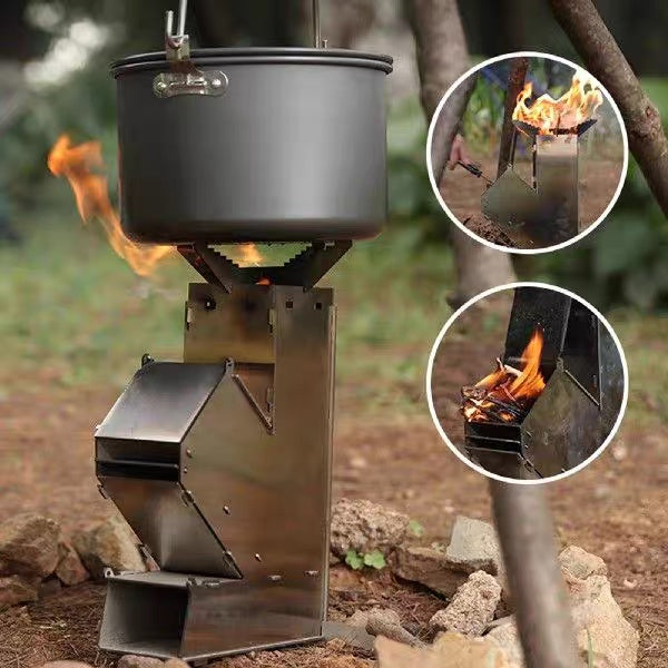 Portable Rocket Stove For Camping And Travel,Compact Foldable Design With Instant Setup,Lightweight Outdoor Heater, Fast Heating And Durable Construction