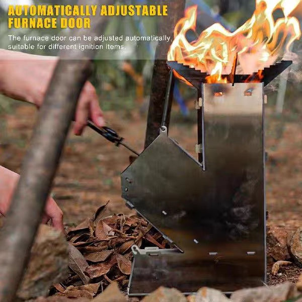 Portable Rocket Stove For Camping And Travel,Compact Foldable Design With Instant Setup,Lightweight Outdoor Heater, Fast Heating And Durable Construction