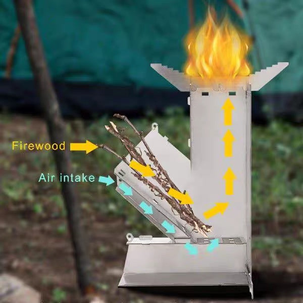 Portable Rocket Stove For Camping And Travel,Compact Foldable Design With Instant Setup,Lightweight Outdoor Heater, Fast Heating And Durable Construction
